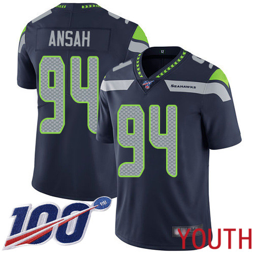 Seattle Seahawks Limited Navy Blue Youth Ezekiel Ansah Home Jersey NFL Football #94 100th Season Vapor Untouchable->women nfl jersey->Women Jersey